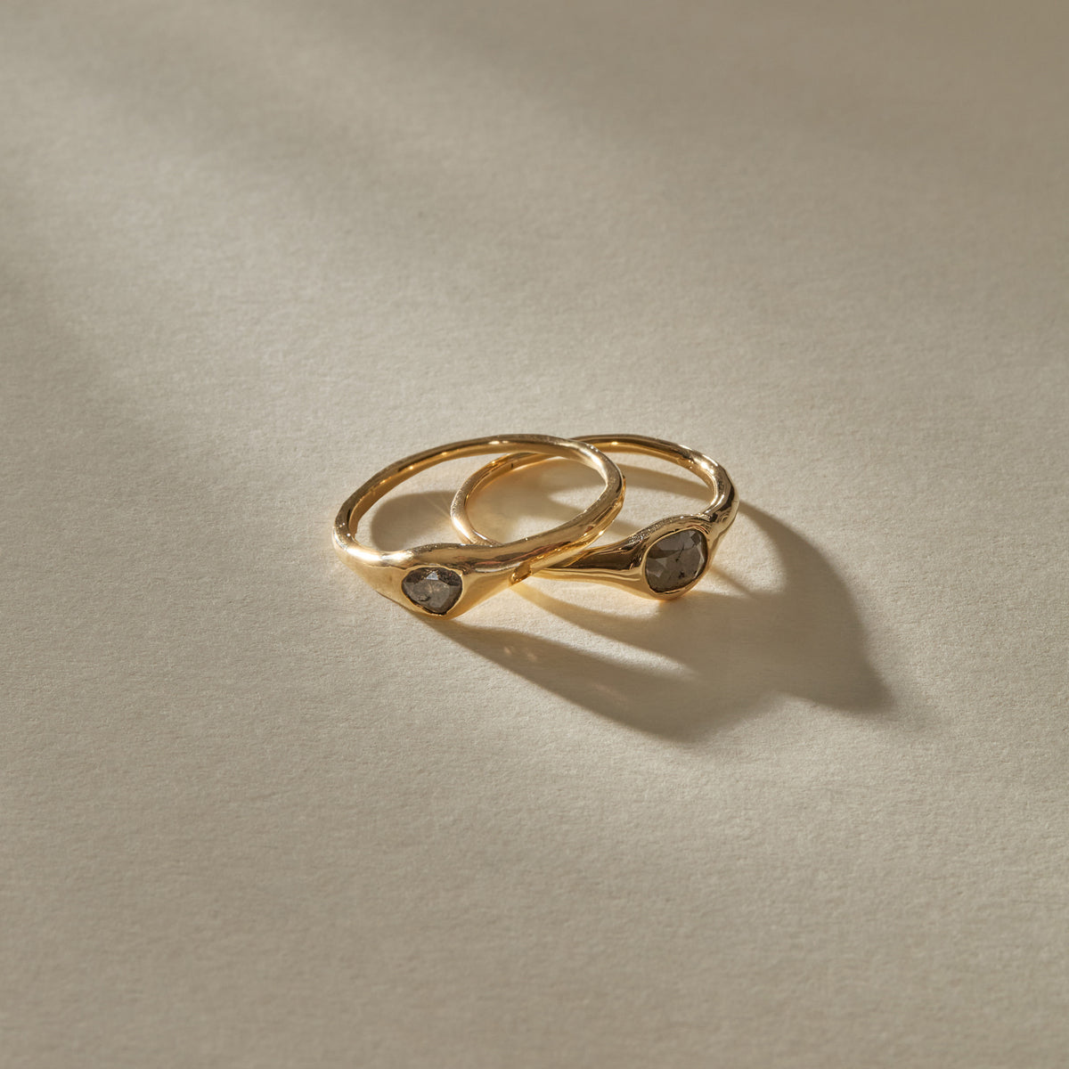 The Selkie Stack | Set of 2 Grey Diamond Rings