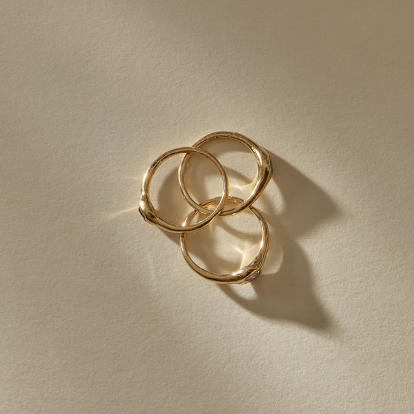 The Selkie Stack | Set of 3 Grey Diamond Rings