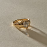 Vía Láctea I Polished Raw Salt and Pepper Diamond Signet Ring | Gold | OOAK