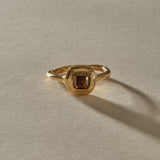 Ambre Square Step Cut Champagne Diamond Ring | Gold | OOAK