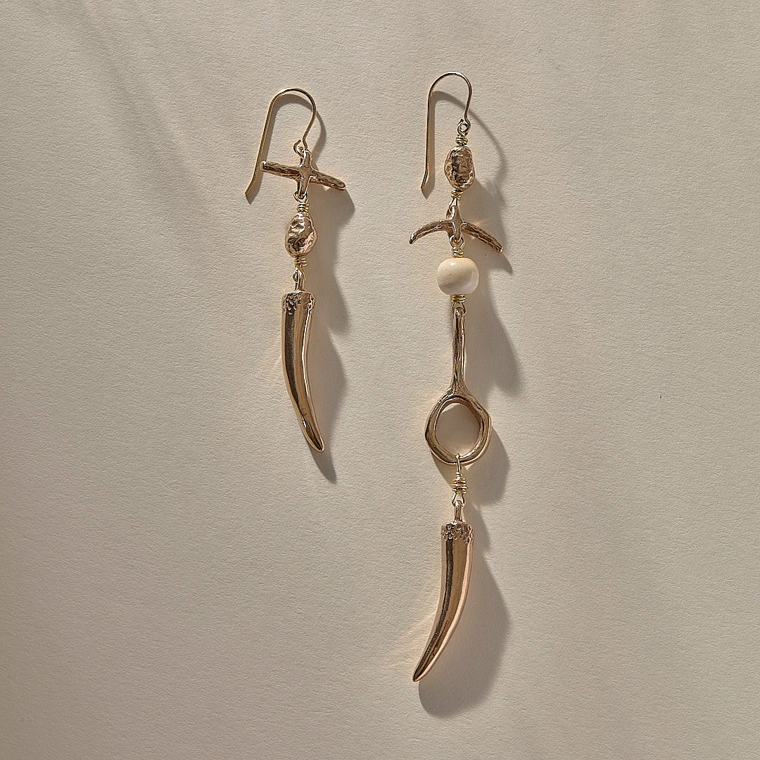 Gathering the Bones Earrings | Gold