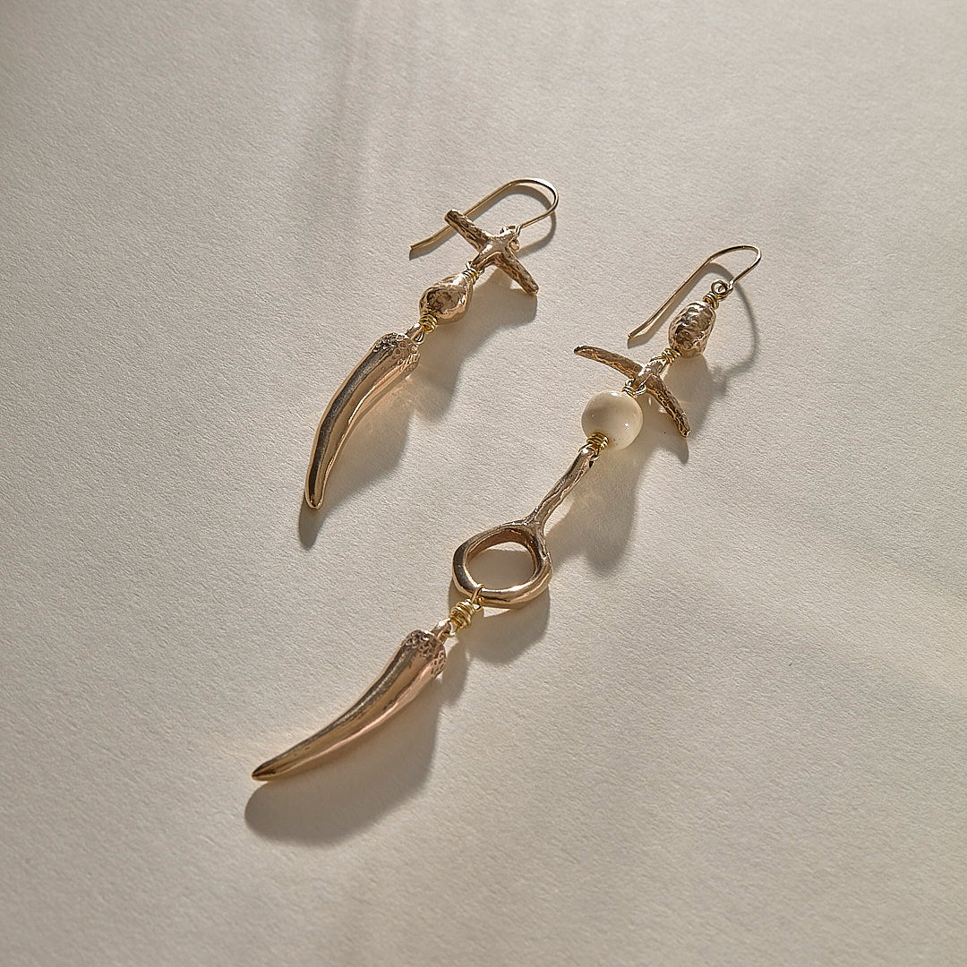 Gathering the Bones Earrings | Gold