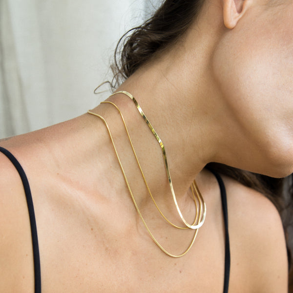 14k Gold Herringbone Chain Necklace