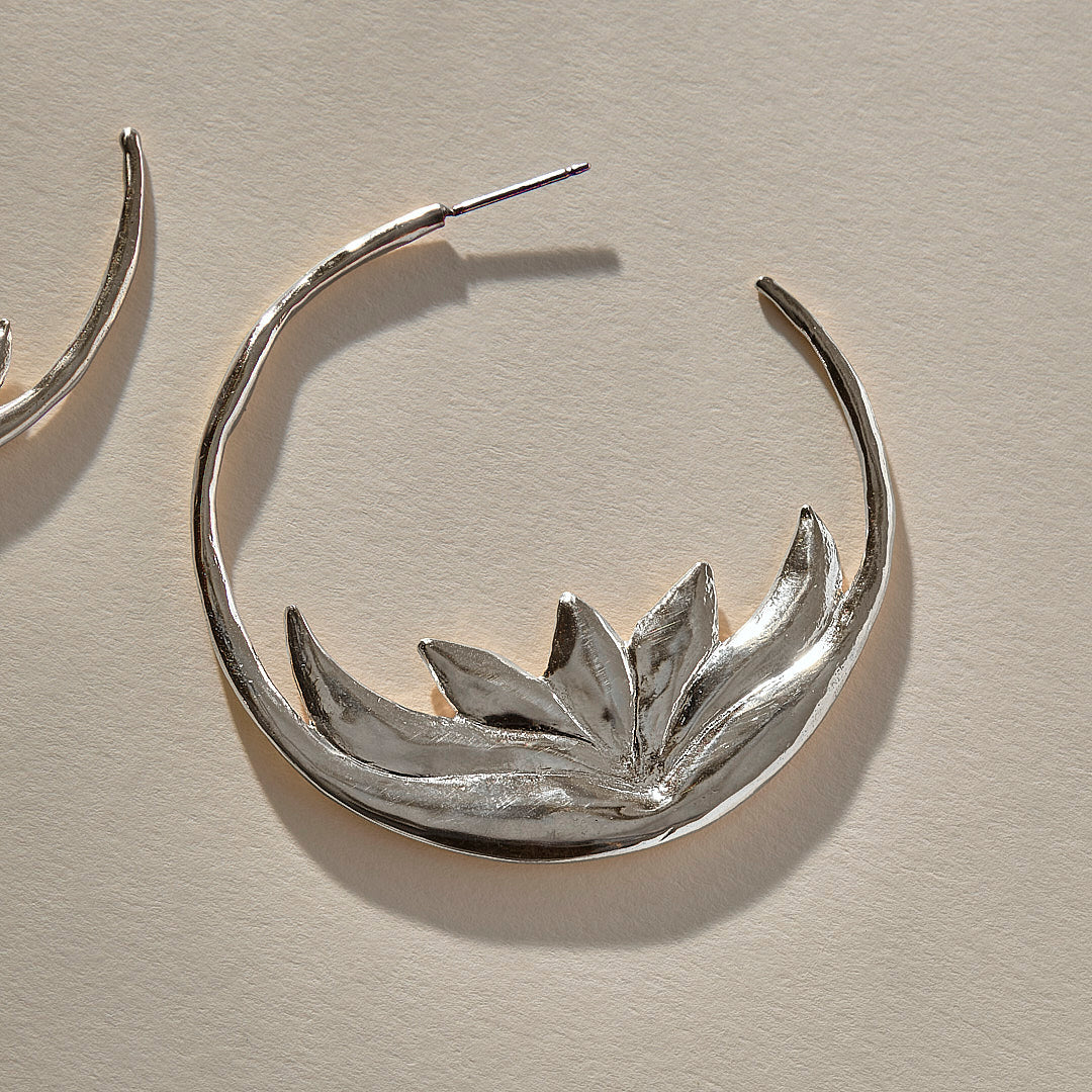 Lotus Hoops | Silver