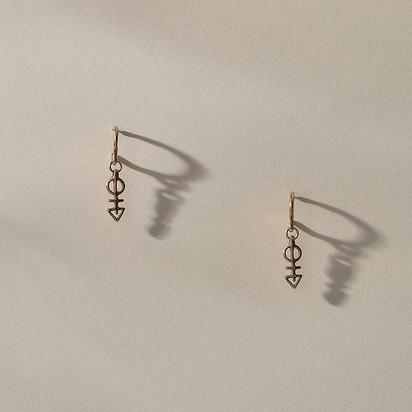 The Bronze Ma'at Charm Hoops