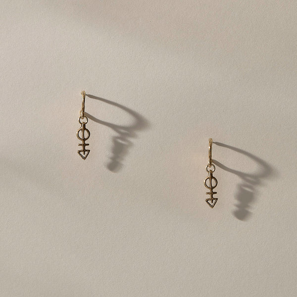 The Gold Ma'at Charm Hoops