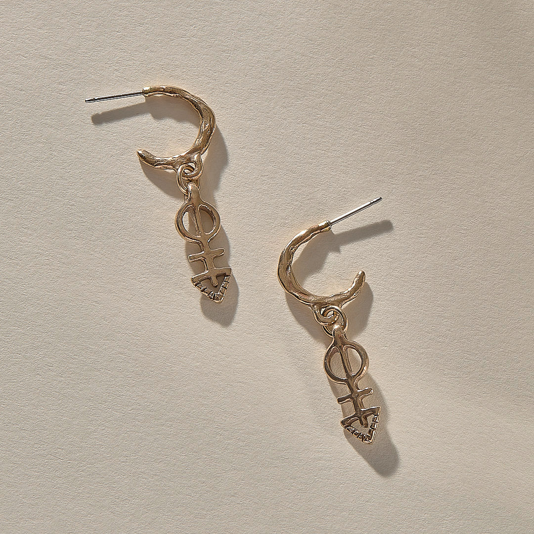The Bronze Ma'at Charm Hoops