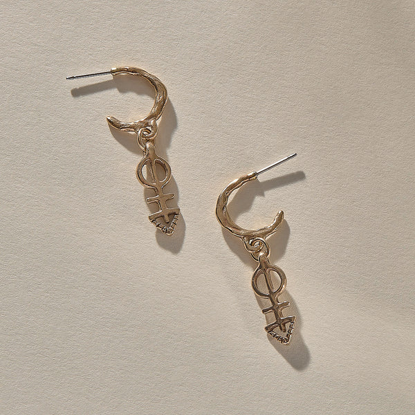 The Bronze Ma'at Charm Hoops
