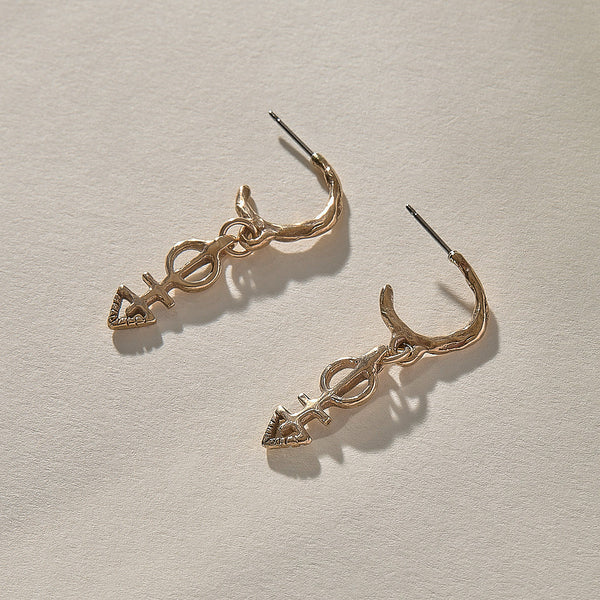 The Bronze Ma'at Charm Hoops