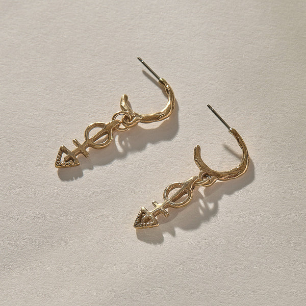 The Gold Ma'at Charm Hoops