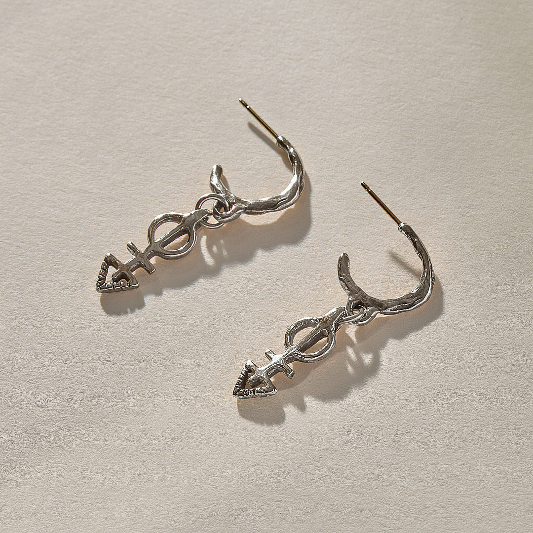 The Silver Ma'at Charm Hoops