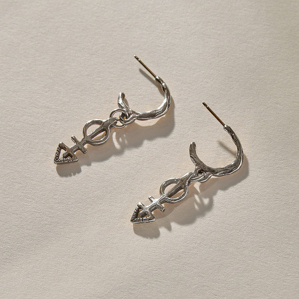 The Silver Ma'at Charm Hoops