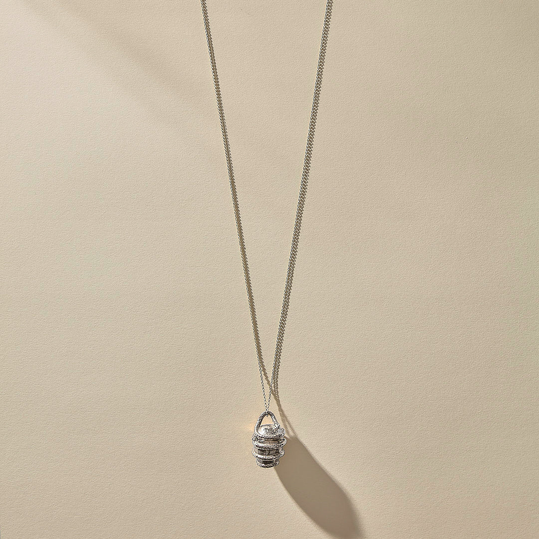 The Silver Orphic Egg Capsule Necklace - Ethically Made Jewelry by