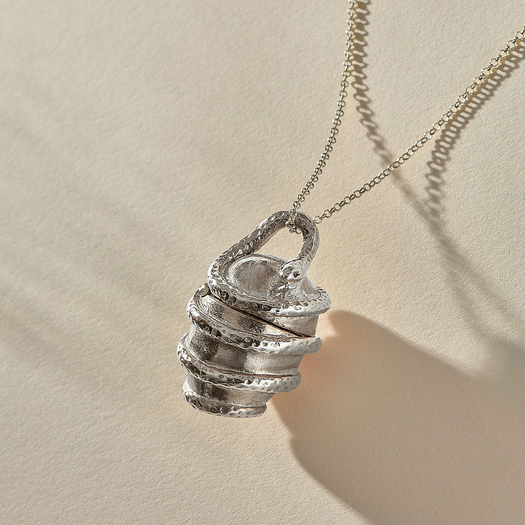 The Silver Orphic Egg Capsule Necklace - Ethically Made Jewelry by