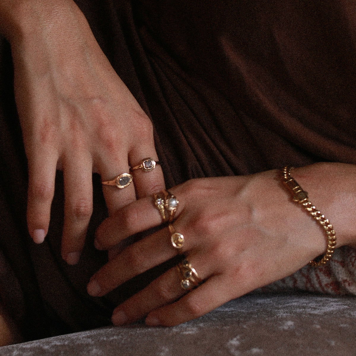 Nooré Square Step Cut Champagne Diamond Ring | OOAK