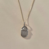 Scarab Amulet Necklace | Silver