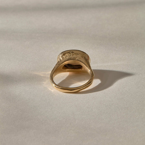 The Gold Smoky Quartz Signet Ring