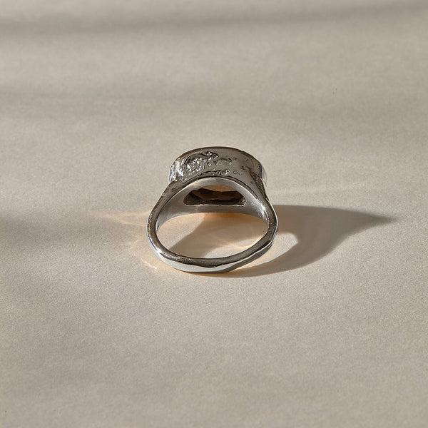 The Silver Smoky Quartz Signet Ring