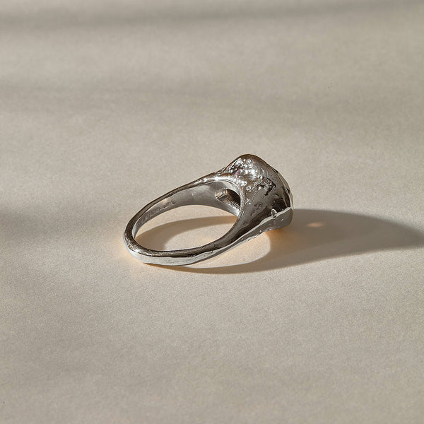 The Silver Smoky Quartz Signet Ring