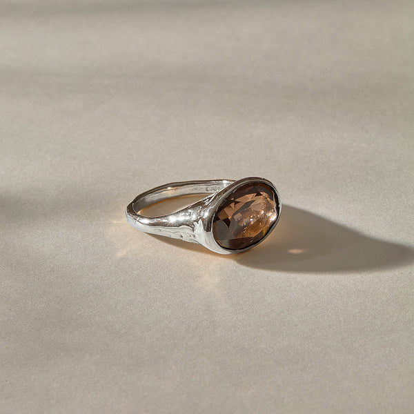 The Silver Smoky Quartz Signet Ring