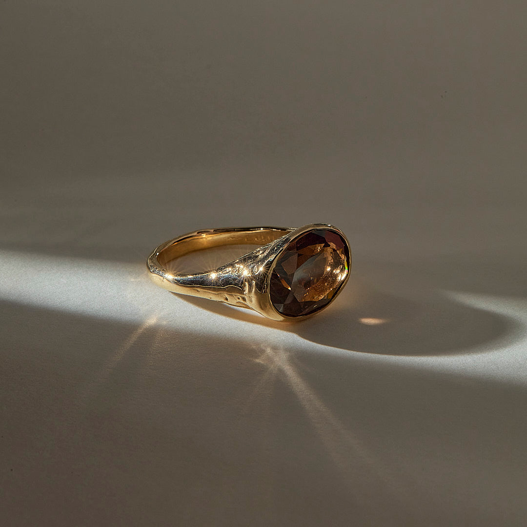 Smoky Quartz Signet Ring | Gold