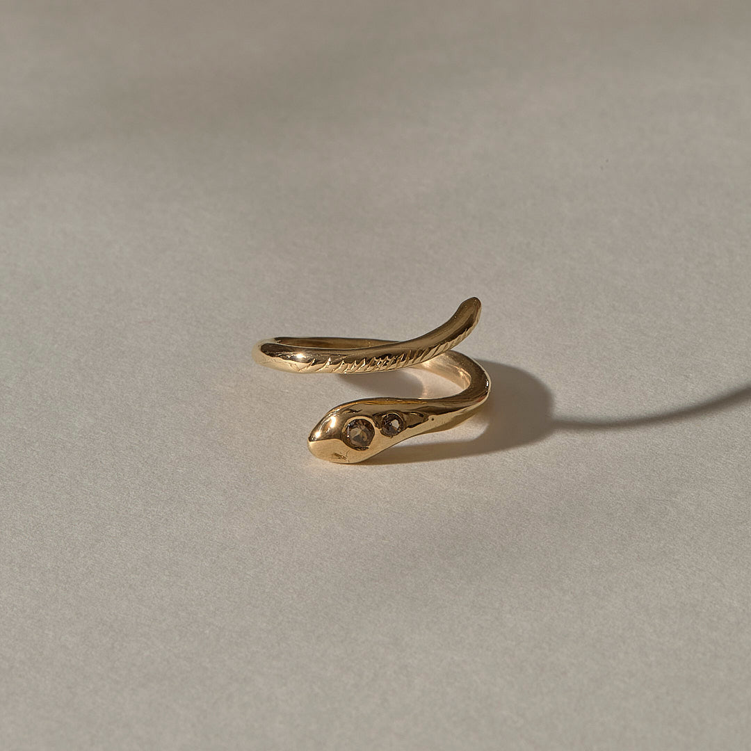 【14th addiction】Snake ring pendant 14th Addiction Amber + Obsidian Pierced Snake Pendant