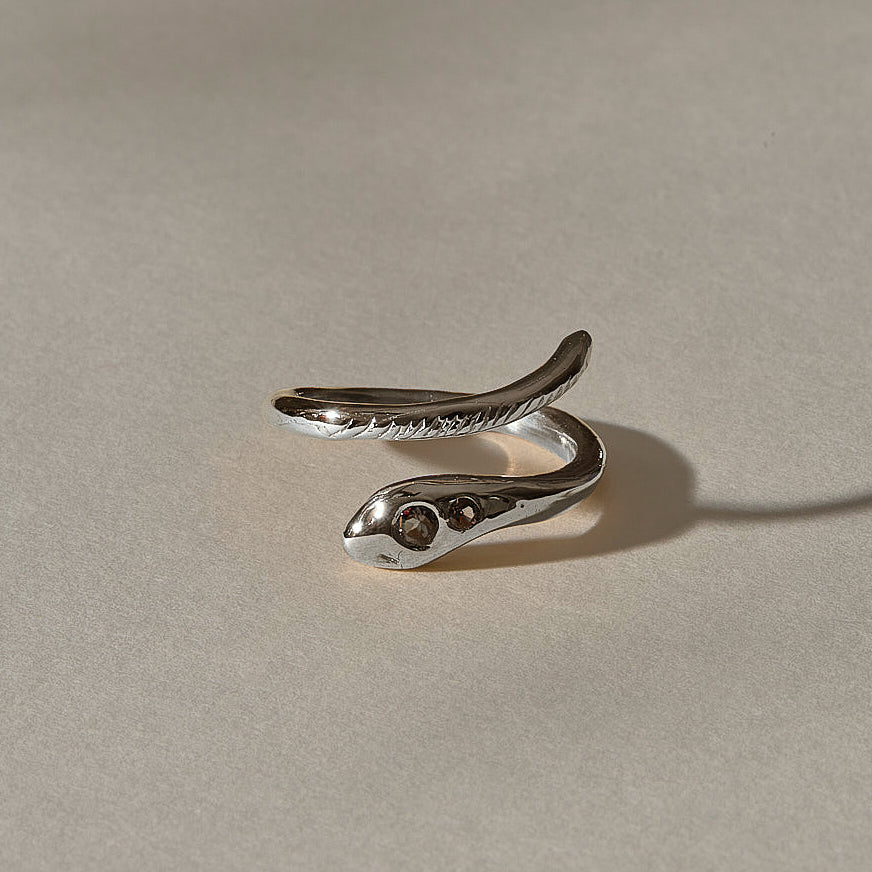 Stoned Serpent Ring | Silver