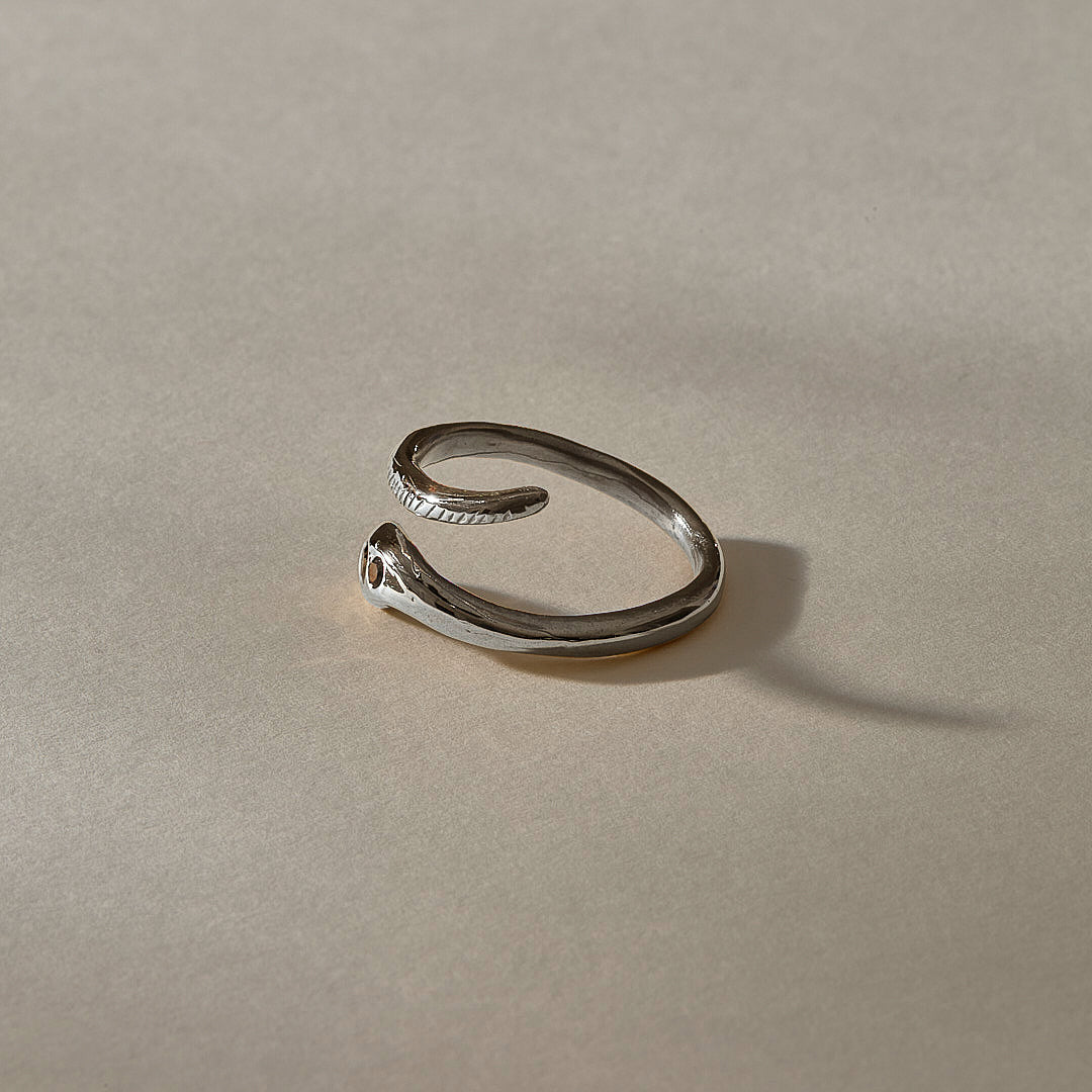 Stoned Serpent Ring | Silver