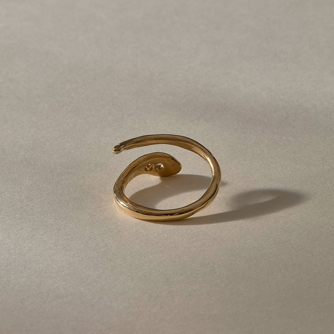 Stoned Serpent Ring | Bronze
