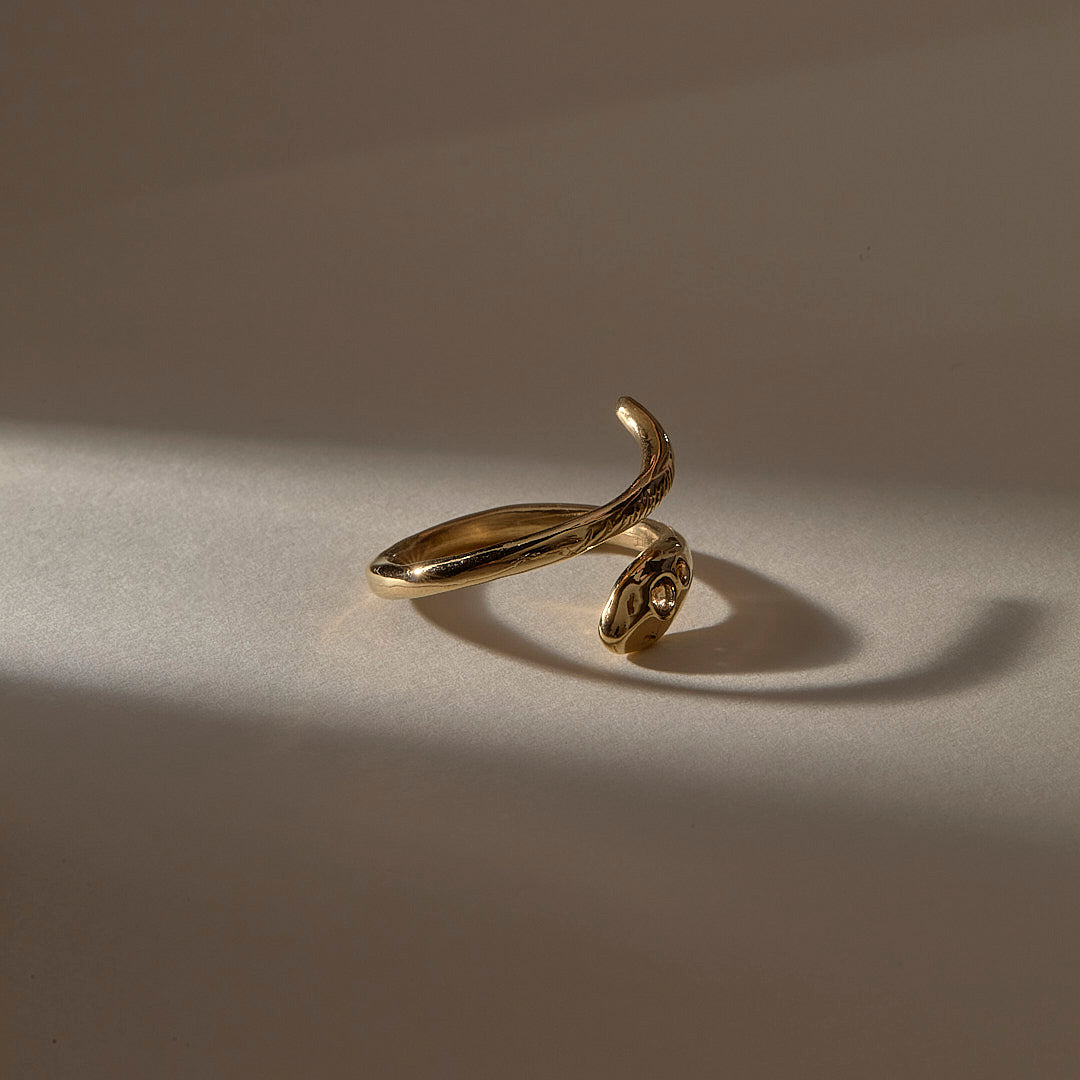 Stoned Serpent Ring | Bronze