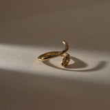 Stoned Serpent Diamond Ring | Gold