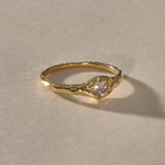 Ama Champagne Diamond Ring in gold from the front, showing the brilliant cut champagne diamond.