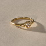 Ama Champagne Diamond Ring in gold from the front, showing the brilliant cut champagne diamond.