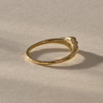 Ama Champagne Diamond Ring in gold from the side, showing the slim textured band.