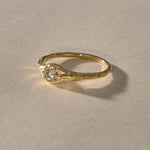 Ama Champagne Diamond Ring in solid recycled gold, a natural champagne diamond set in an organic textured band.