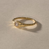 Ama Champagne Diamond Ring in solid recycled gold, a natural champagne diamond set in an organic textured band.