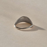 Devotions Wave Ring in recycled sterling silver from the back, showing the smooth, tapering band.