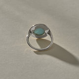 Elysian Larimar Signet Ring in recycled sterling silver from the back, showing the open back setting.