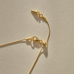 Clasp and adjustable box chain of the Elysian Shell Necklace in bronze.