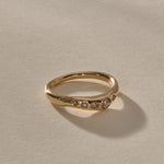 Eros Five-Stone Champagne Diamond Band in solid recycled gold, five champagne diamonds set across an organic band.