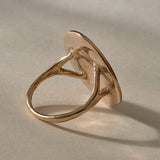 Heart of the Sun Statement Ring in recycled bronze from the back at an angle, showing the split shoulders of the band.