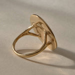 Heart of the Sun Statement Ring in solid recycled gold from the back at an angle, showing the split shoulders of the band.