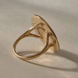 Heart of the Sun Statement Ring in solid recycled gold from the back at an angle, showing the split shoulders of the band.