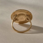 Heart of the Sun Statement Ring in solid recycled gold from the back, showing the smooth underside.