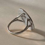 Heart of the Sun Statement Ring in recycled sterling silver from the back at an angle, showing the split shoulders of the band.