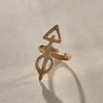 Ma'at Elemental Ring in recycled bronze, angled view of the sculptural adjustable band