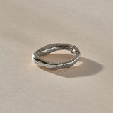Magi Ring in recycled sterling silver, side view showing the textured wrap detail