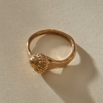 Maré Ring in recycled bronze, angled view of the textured shell