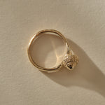 Maré Ring in solid recycled gold, view from above of the band cast from a real seashell