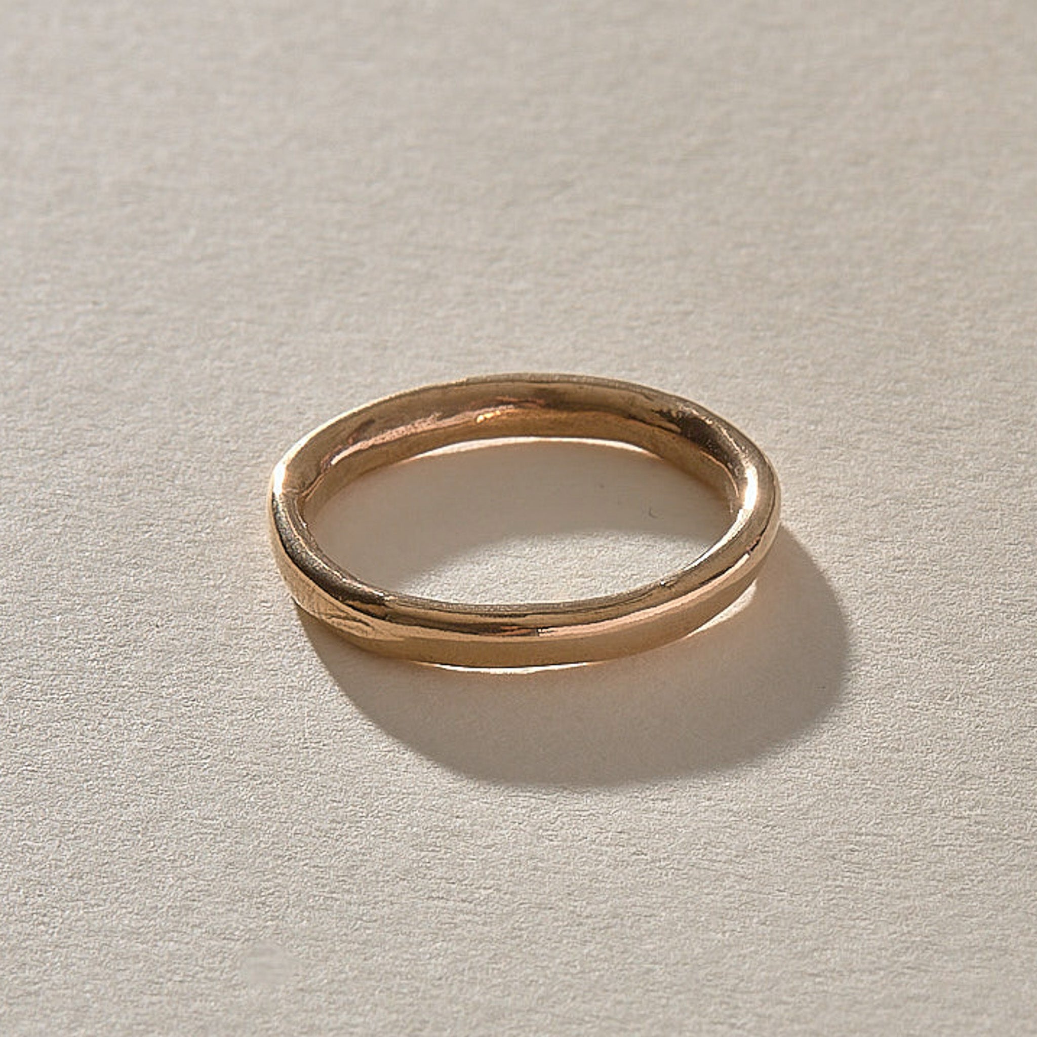 Mist Ring in recycled bronze, thin organic stacking band
